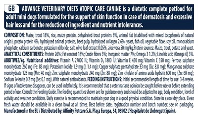 Advance Veterinary Diet Dog Atopic Mini 1,5 KG - Best4pets.nl