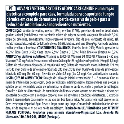 Advance Veterinary Diet Dog Atopic No Grain / Derma - Best4pets.nl