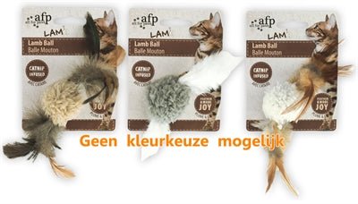 Afp Lamb Ball Lamswol Met Veren Vogel Geluid En Catnip Assorti 5X5X3 CM - Best4pets.nl