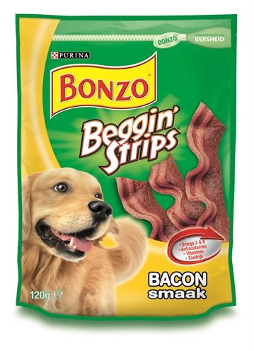 Bonzo Beggin' Strips Bacon 6X120 GR (6 stuks) - Best4pets.nl