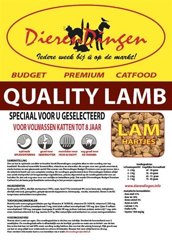 Budget Premium Catfood Quality Lamb 15 KG - Best4pets.nl