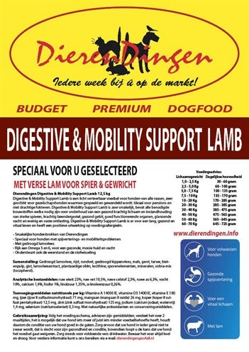 Budget Premium Dogfood Digestive & Mobility Support Lamb 12,5 KG - Best4pets.nl