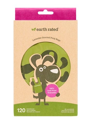 Earth Rated Poepzakjes Met Handvaten Lavendel 120 ST - Best4pets.nl