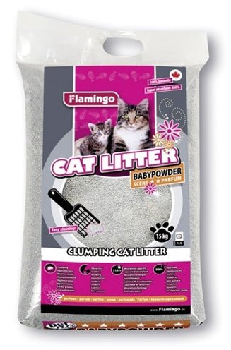 Flamingo Kattenbakvulling Met Babypoeder Geur 15 KG - Best4pets.nl