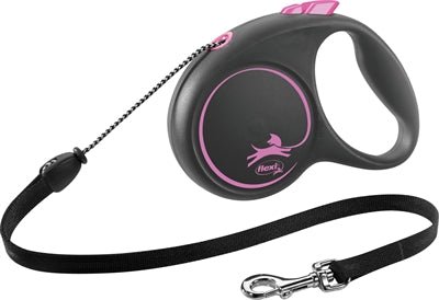 Flexi Rollijn Black Design Cord Roze - Best4pets.nl