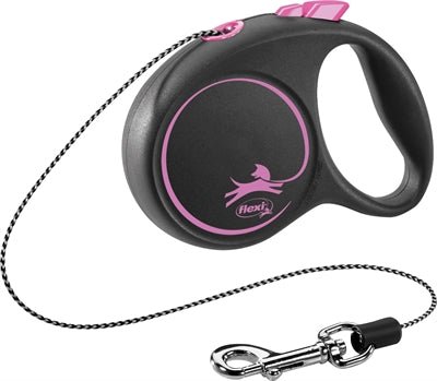 Flexi Rollijn Black Design Cord Roze - Best4pets.nl