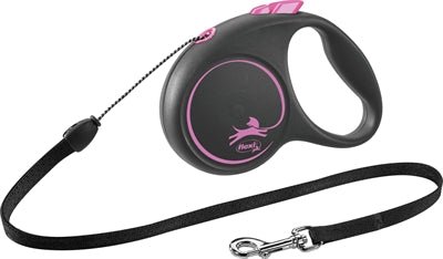 Flexi Rollijn Black Design Cord Roze - Best4pets.nl