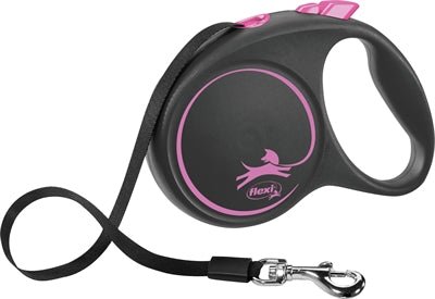 Flexi Rollijn Black Design Tape Roze - Best4pets.nl