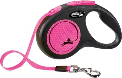 Flexi Rollijn New Neon Tape Zwart / Neon Roze - Best4pets.nl