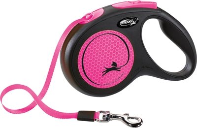 Flexi Rollijn New Neon Tape Zwart / Neon Roze - Best4pets.nl