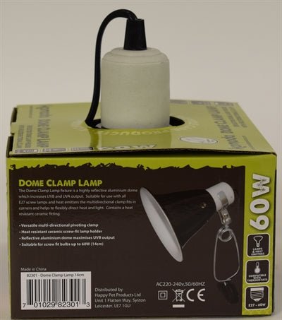 Komodo Black Dome Clamp Lamp Fixture 14 CM - Best4pets.nl