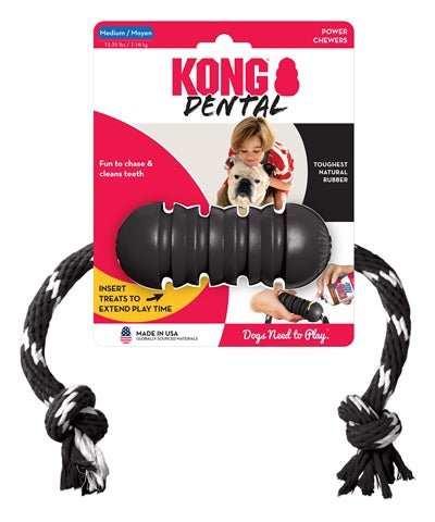 Kong Extreme Dental Met Touw Zwart / Wit 12X5X5 CM - Best4pets.nl