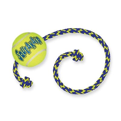 Kong Squeakair Bal Met Touw Geel / Blauw 52X6,5X6,5 CM - Best4pets.nl