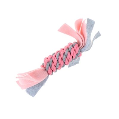 Little Rascals Flostouw Spoel Met Fleece Roze 22X5X5 CM - Best4pets.nl