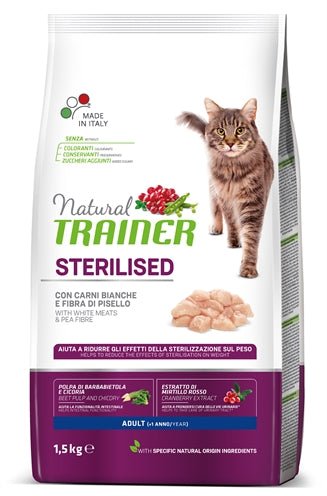 Natural Trainer Cat Sterilised White Meat - Best4pets.nl