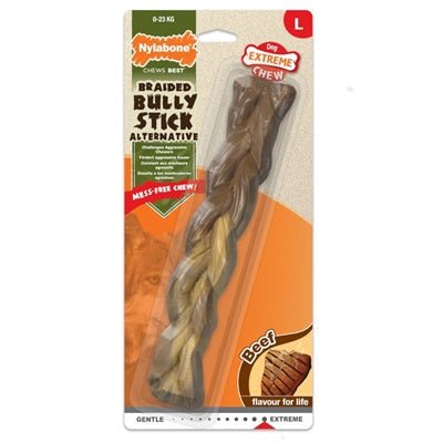 Nylabone Extreme Chew Braided Bull Stick Rundsmaak - Best4pets.nl