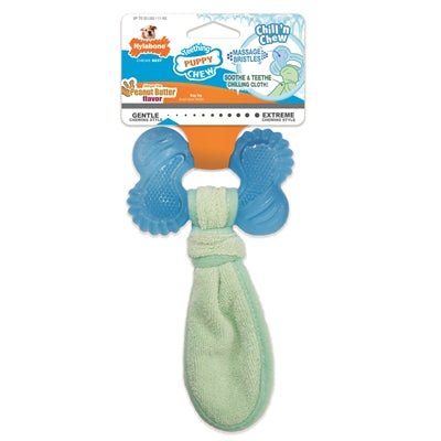 Nylabone Puppy Freezer Bone With Wash Cloth Pindakaassmaak - Best4pets.nl