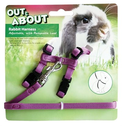 Out And About Happy Pet Konijnen Harnas En Looplijn Paars 20 - 30 CM 25 - 40 CM - Best4pets.nl