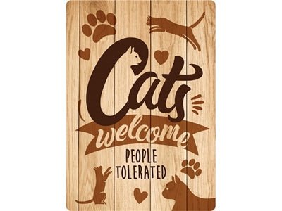 Plenty Gifts Waakbord Blik Cats Welcome People Tolerated 21X15 CM - Best4pets.nl