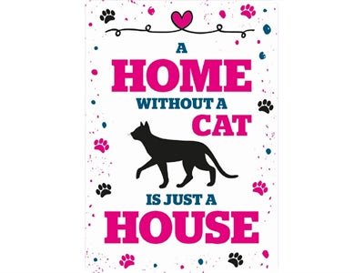 Plenty Gifts Waakbord Blik Home Without A Cat 21X15 CM - Best4pets.nl