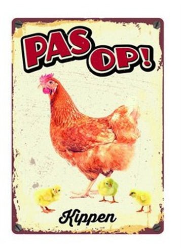 Plenty Gifts Waakbord Blik Kippen 15X21 CM - Best4pets.nl