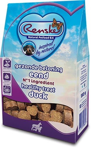 Renske Gezonde Beloning Hartjes Eend 150 GR - Best4pets.nl