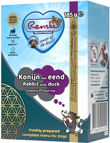 Renske Vers Bereide Maaltijd Eend Konijn En Graanvrij 24X185 GR - Best4pets.nl