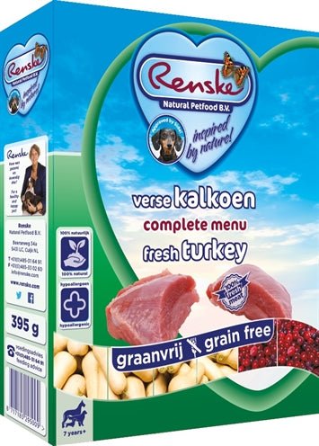 Renske Vers Vlees 7+ Kalkoen 395 GR (10 stuks) - Best4pets.nl