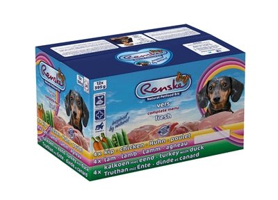 Renske Vers Vlees Mutipack Kip/Lam/Kalkoen/Eend 12X395 GR - Best4pets.nl