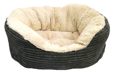 Rosewood Hondenmand Ovaal Jumbo Cord Pluche Grijs / Creme - Best4pets.nl