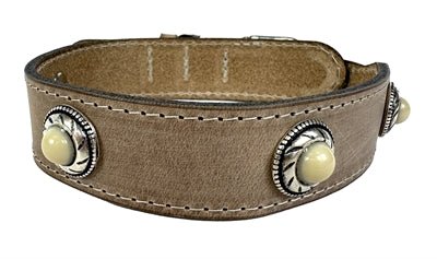 Sazzz Halsband Hond Boho Treasure Stone Vintage Leer Beige - Best4pets.nl