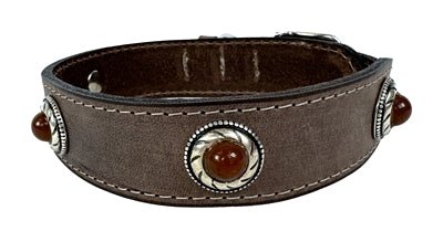 Sazzz Halsband Hond Boho Treasure Stone Vintage Leer Bruin - Best4pets.nl