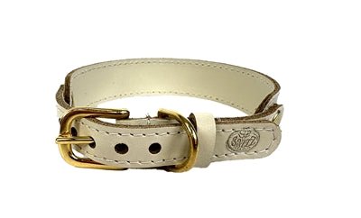 Sazzz Halsband Hond Sweetie Classic Leer Creme - Best4pets.nl