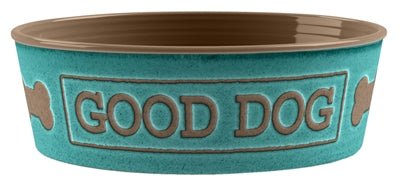 Tarhong Voerbak Good Dog Melamine Turquoise 17X17X6 CM 950 ML - Best4pets.nl