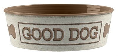 Tarhong Voerbak Good Dog Melamine Wit Taupe 17X17X6 CM 950 ML - Best4pets.nl