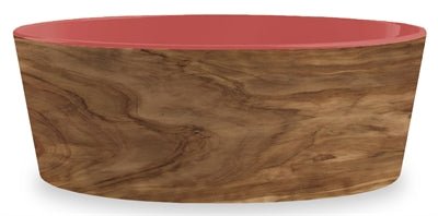 Tarhong Voerbak Hond Olive Melamine Houtprint / Sienna Roze 15,5X15,5X5,5 CM 700 ML - Best4pets.nl