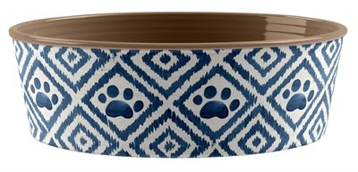 Tarhong Voerbak Paw Ikat Melamine Indigo Blauw 14X14X4,5 CM 475 ML - Best4pets.nl