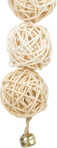 Trixie 3 Rotan Ballen Met Bel Aan Touw Naturel 24 CM - Best4pets.nl