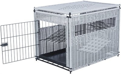 Trixie Bench Homekennel Polyrotan Lichtgrijs - Best4pets.nl