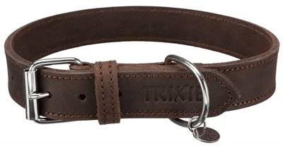 Trixie Halsband Hond Rustic Vetleer Donkerbruin - Best4pets.nl