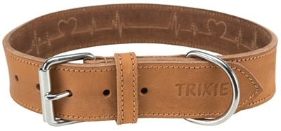 Trixie Halsband Hond Rustic Vetleer Heartbeat Bruin - Best4pets.nl