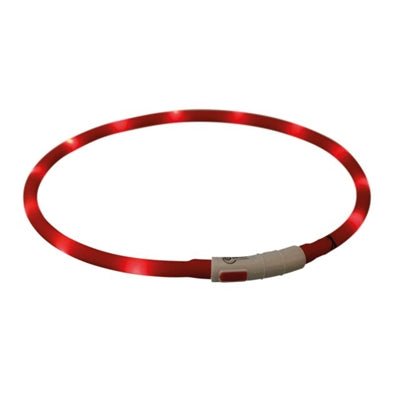 Trixie Halsband Usb Siliconen Lichtgevend Oplaadbaar Rood 70X1 CM - Best4pets.nl