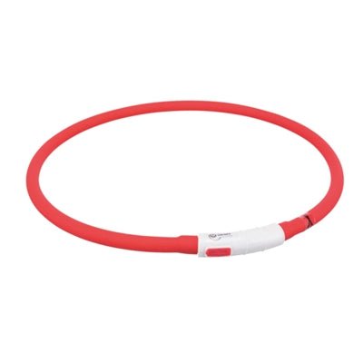 Trixie Halsband Usb Siliconen Lichtgevend Oplaadbaar Rood 70X1 CM - Best4pets.nl