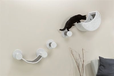 Trixie Katten Klimset Voor Aan De Muur 4 Klimplekken Wit / Grijs - Best4pets.nl