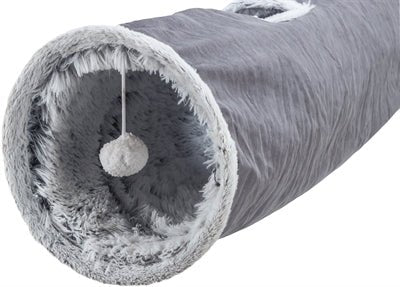 Trixie Katten Speeltunnel Harvey Velours / Pluche Grijs - Best4pets.nl