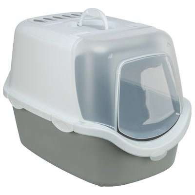 Trixie Kattenbak Vico Open Top Met Kap Lichtgrijs / Wit - Best4pets.nl