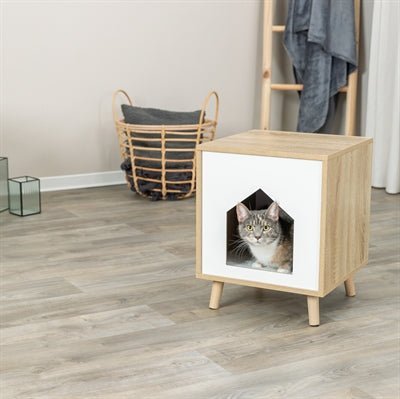 Trixie Kattenmand Huis Isa Houtlook Lichtbruin / Wit - Best4pets.nl