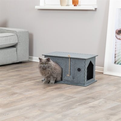 Trixie Kattenmand Huis Lene Vilt Grijs - Best4pets.nl