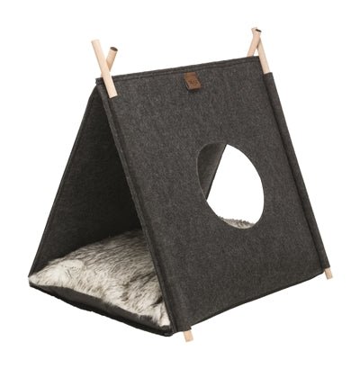 Trixie Kattenmand Tent Elfie Met Kussen Vilt Antraciet 50X46X52 CM - Best4pets.nl