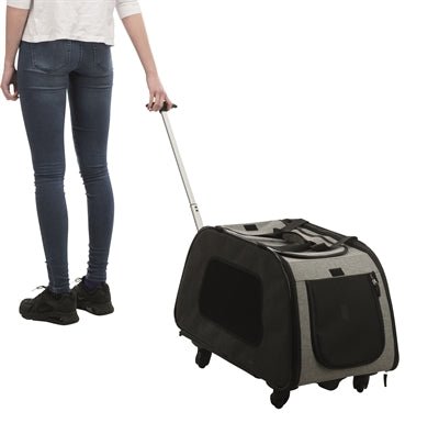 Trixie Reismand Trolley Zwart / Lichtgrijs 67X34X43 CM - Best4pets.nl